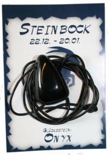 Sternzeichen Steinbock Anhänger mit Lederband Onyx